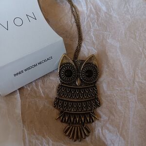 Avon Gold Owl Necklace Intricate Detailing Bohemian Style